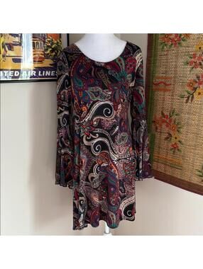 Paisley Print Bell Sleeve Dress
